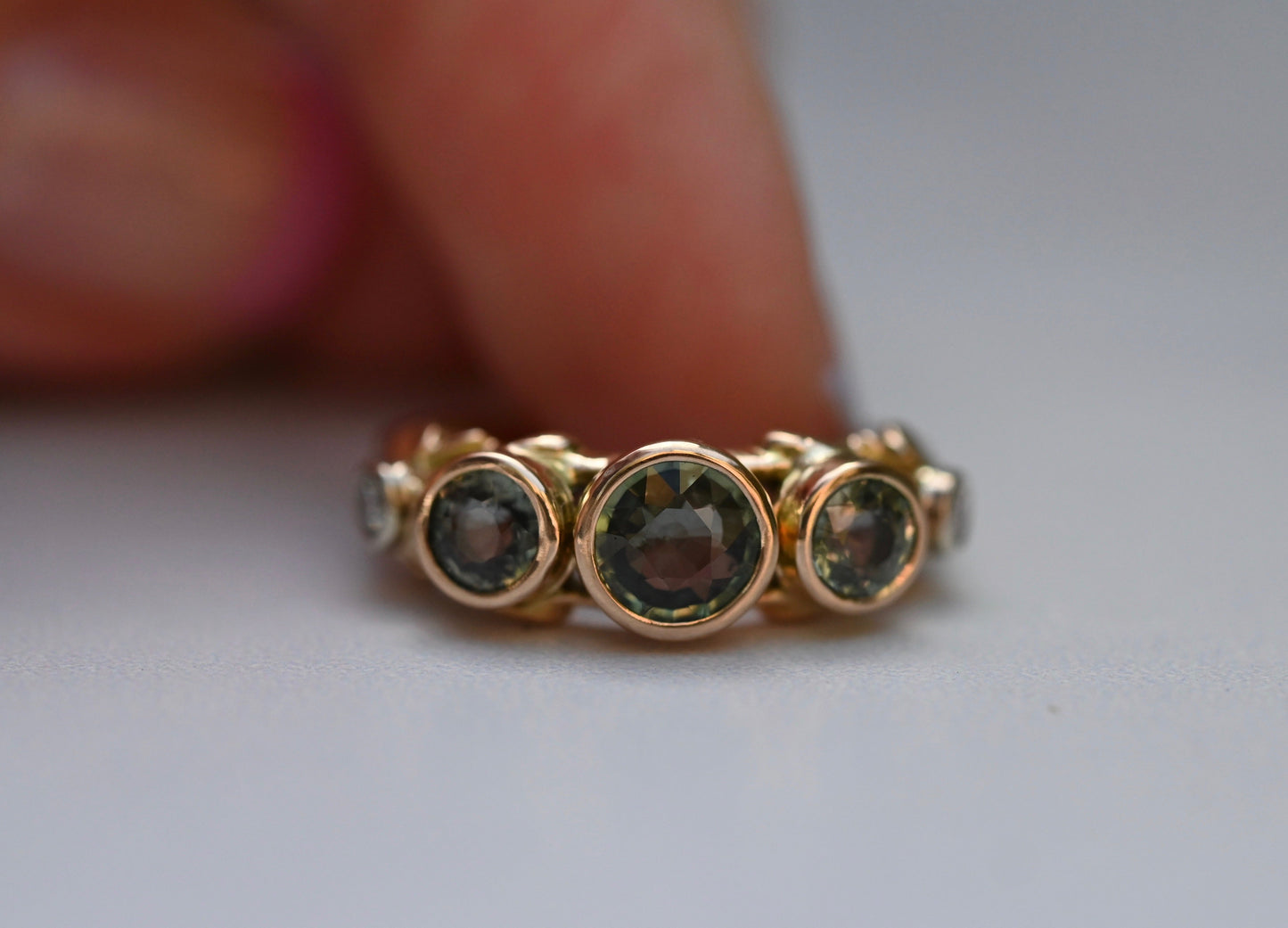 Sapphire & Diamond 14k Gold Customizable Ring Setting - Made To Order