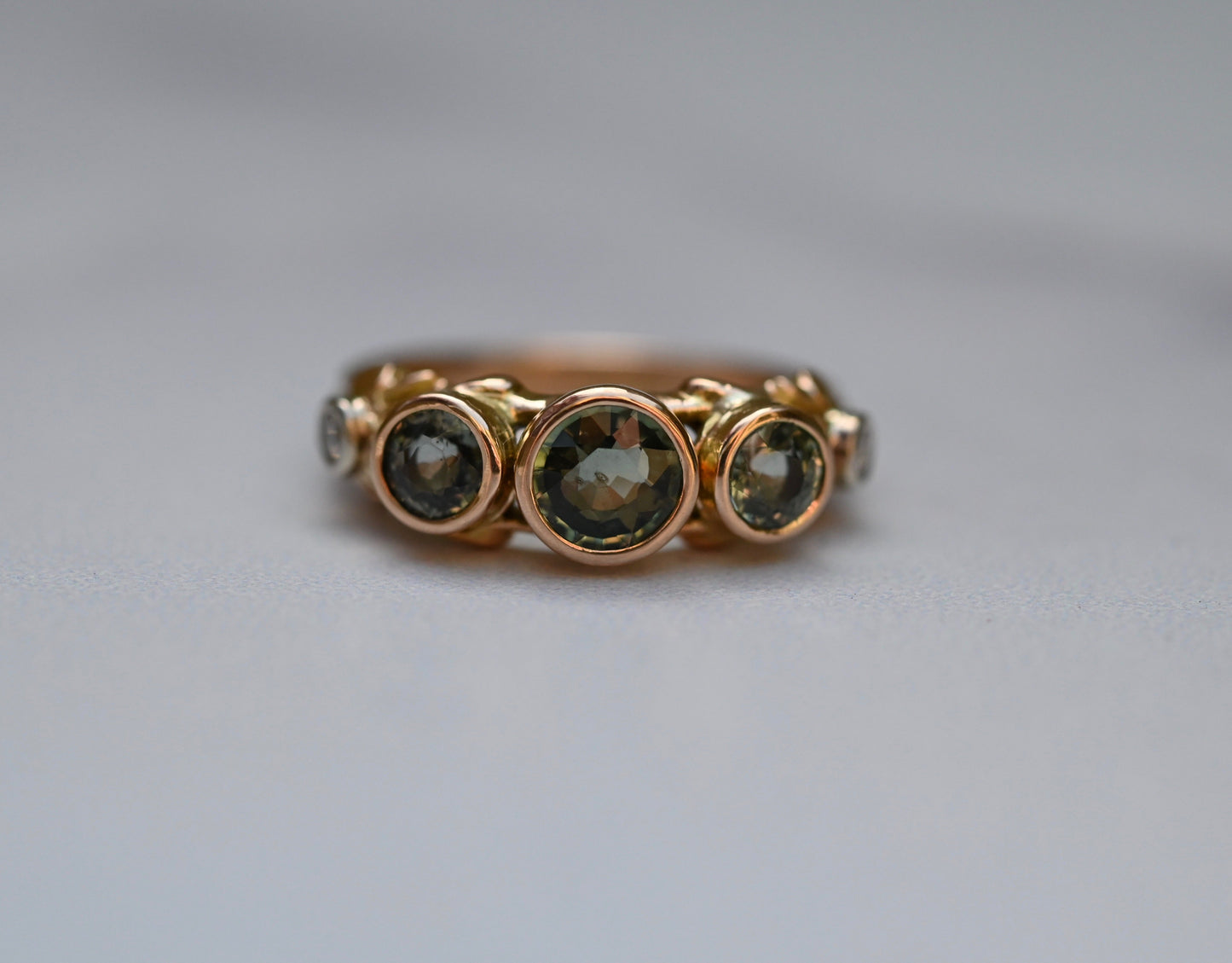 Sapphire & Diamond 14k Gold Customizable Ring Setting - Made To Order