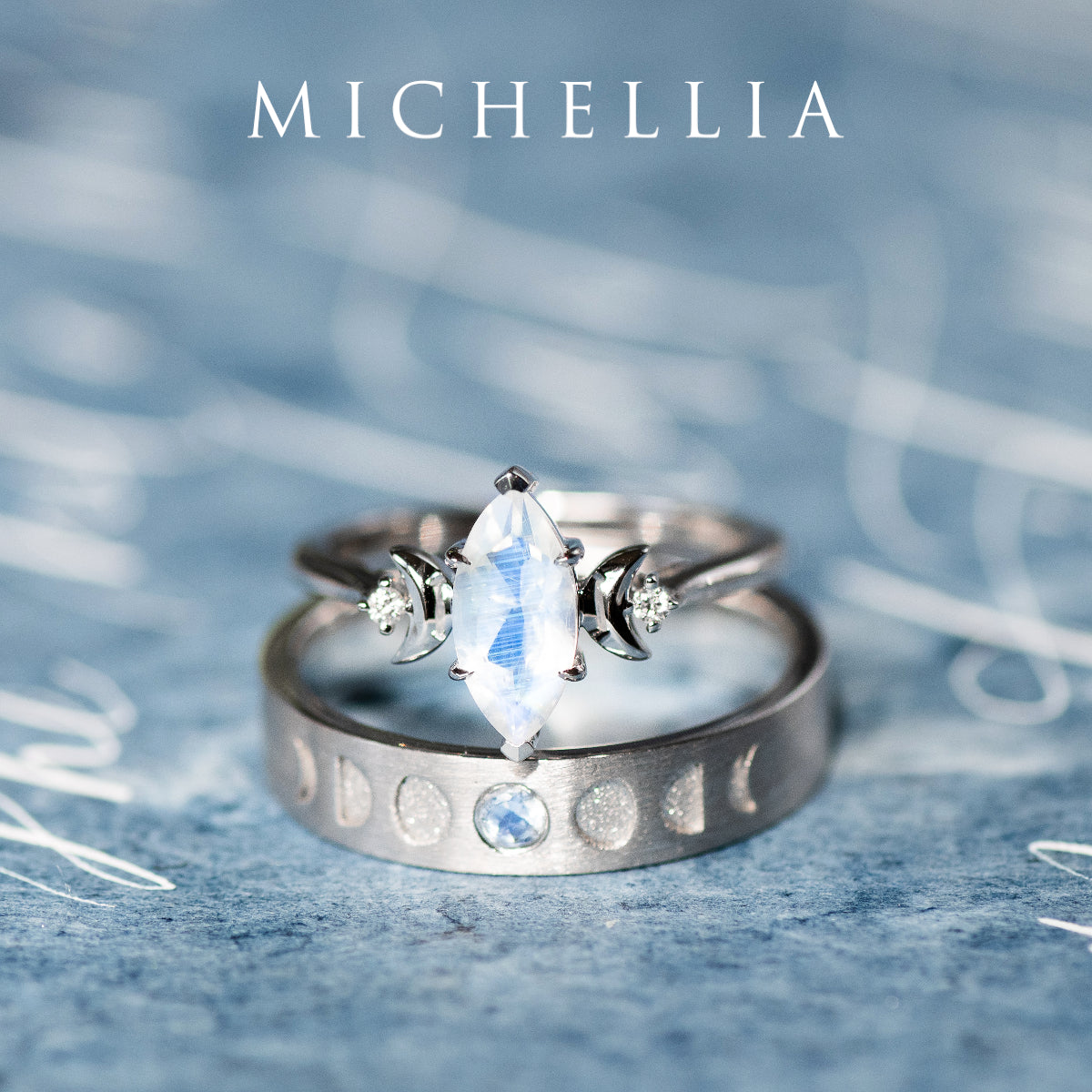 [Cressida] Moon Goddess Marquise Cut Ring in Lab Blue Sapphire