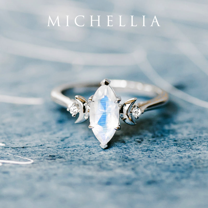 [Cressida] Moon Goddess Marquise Cut Ring in Moonstone