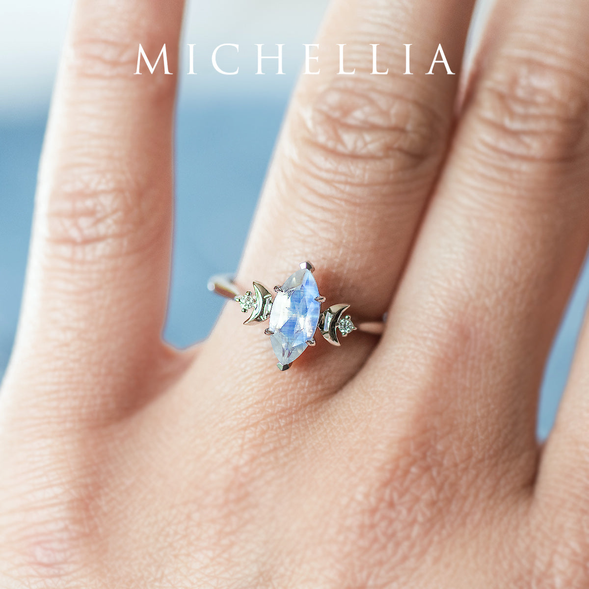 [Cressida] Moon Goddess Marquise Cut Ring in Opal