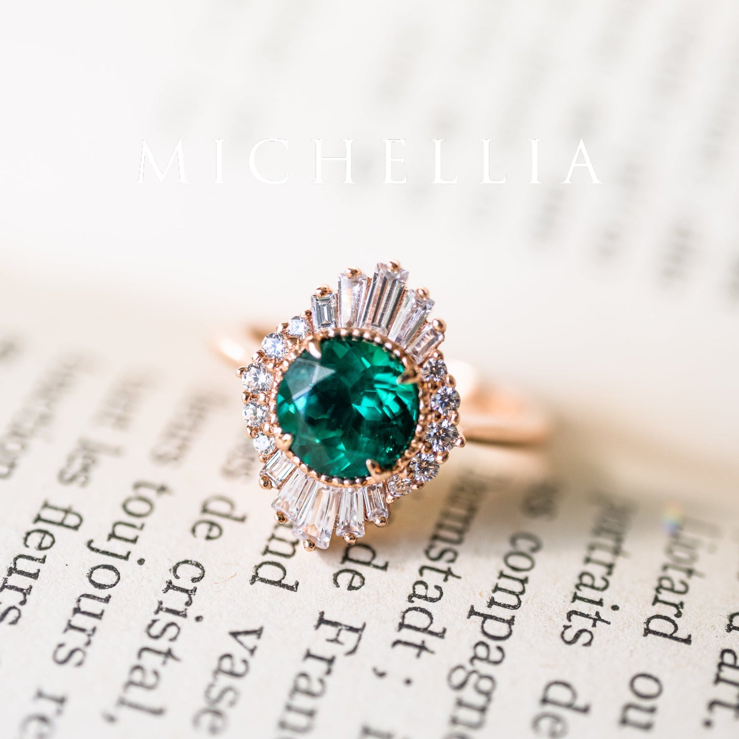 [Georgiana] Vintage Deco Duchess Ring in Lab Emerald