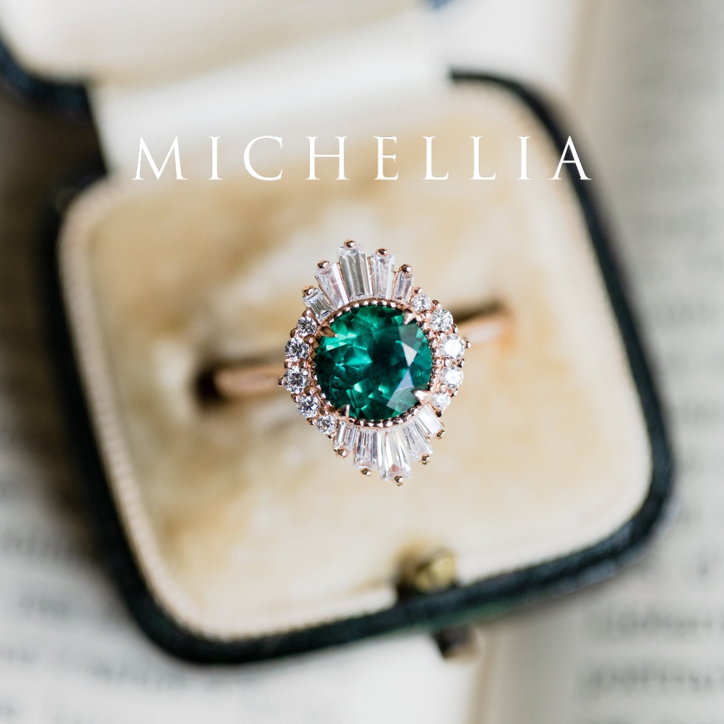 [Georgiana] Vintage Deco Duchess Ring in Lab Emerald