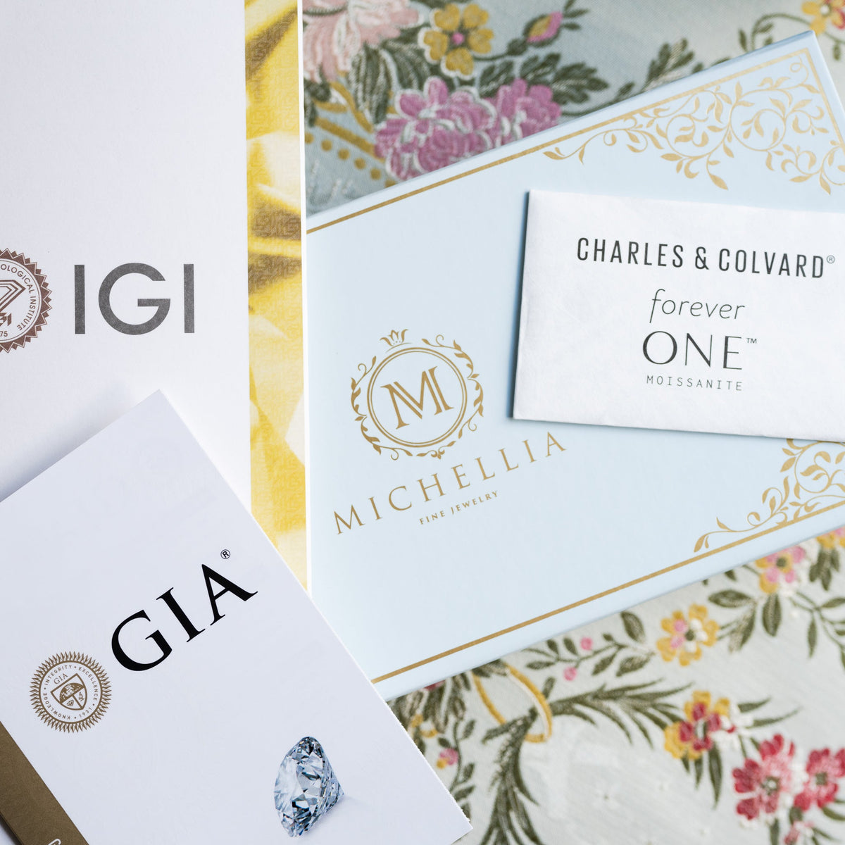 [Dahlia] Petite Floral Engagement Ring in Diamond / Moissanite
