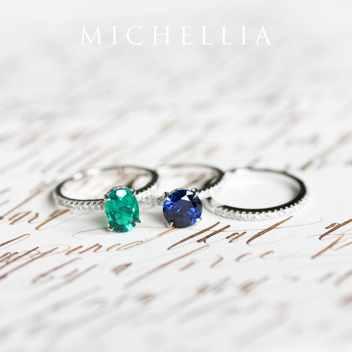 [Celia] Modern Classic Solitaire Ring in Lab Blue Sapphire