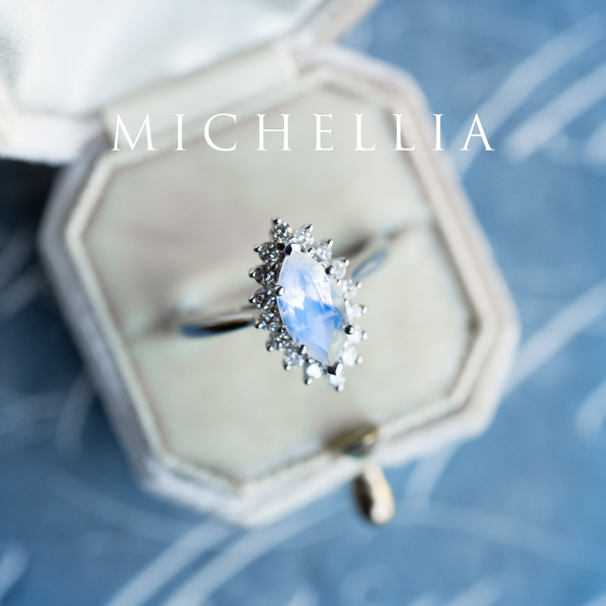 [Helena] Vintage Bloom Marquise Cut Ring in Moonstone