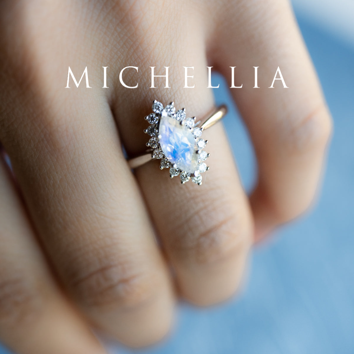 [Helena] Vintage Bloom Marquise Cut Ring in Moonstone