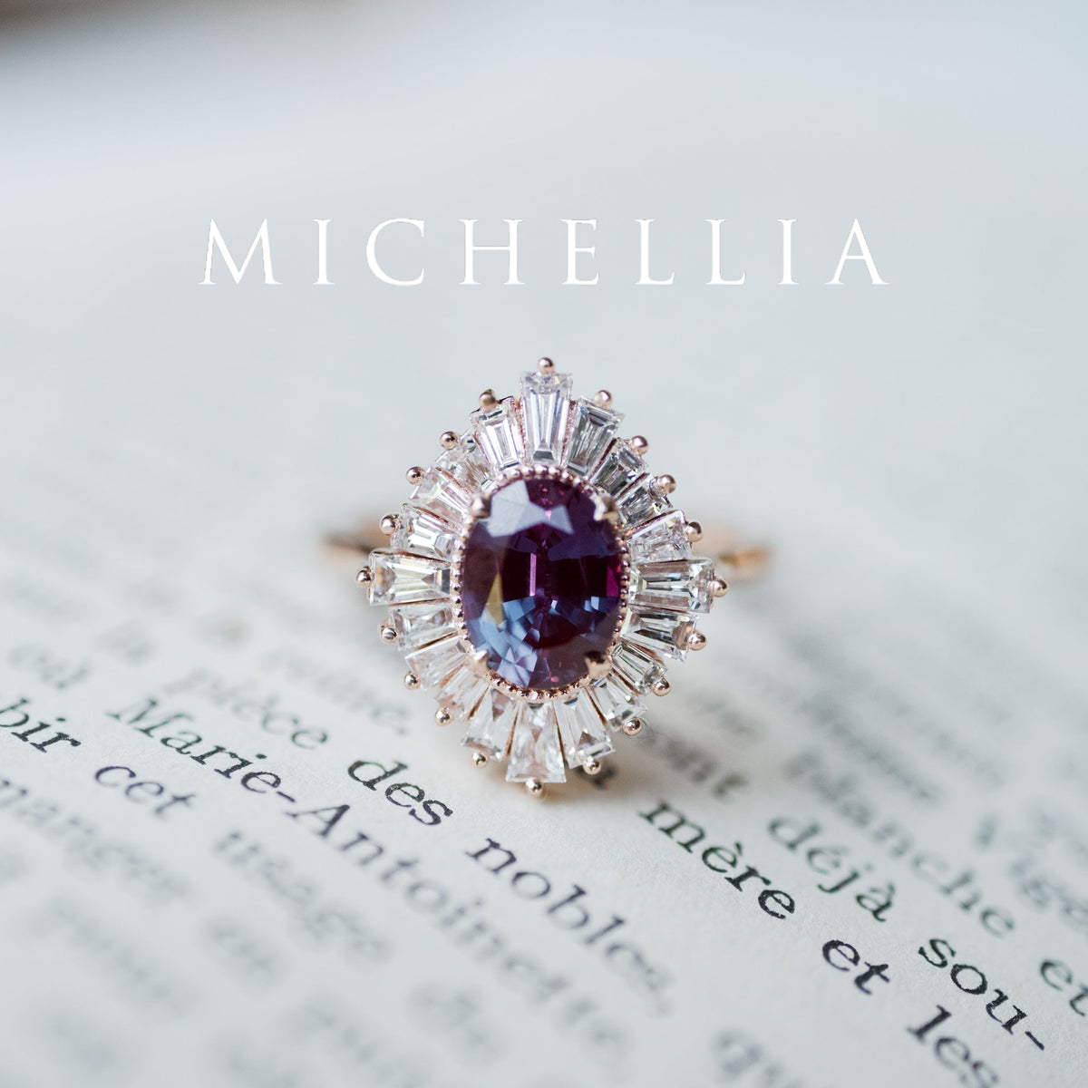 [Athena] Vintage Deco Oval Cut Goddess Ring in Lab Alexandrite