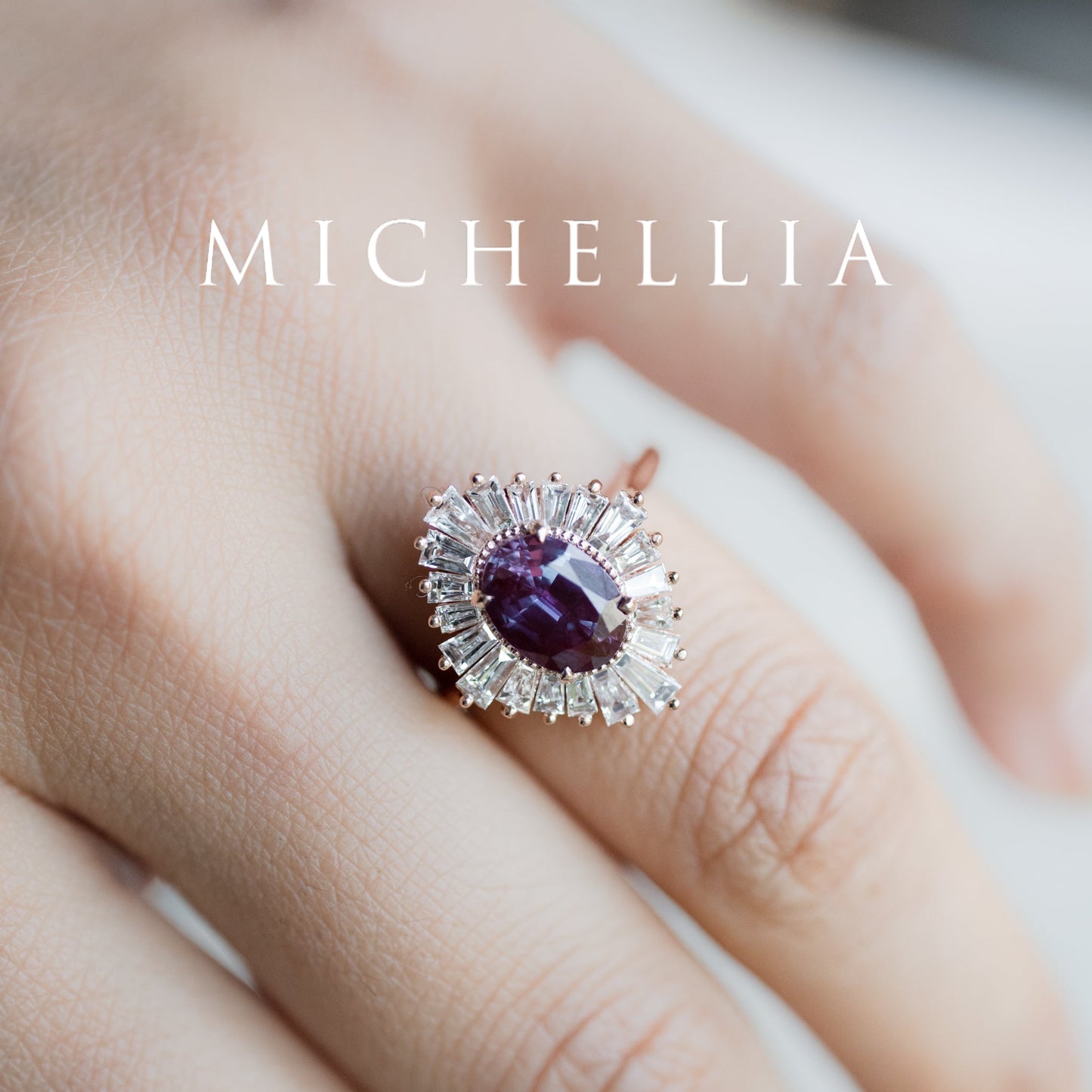 [Athena] Vintage Deco Oval Cut Goddess Ring in Lab Alexandrite