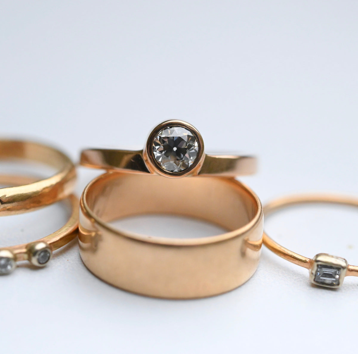 14k Gold Solitaire Arc Ring Setting - Made To Order