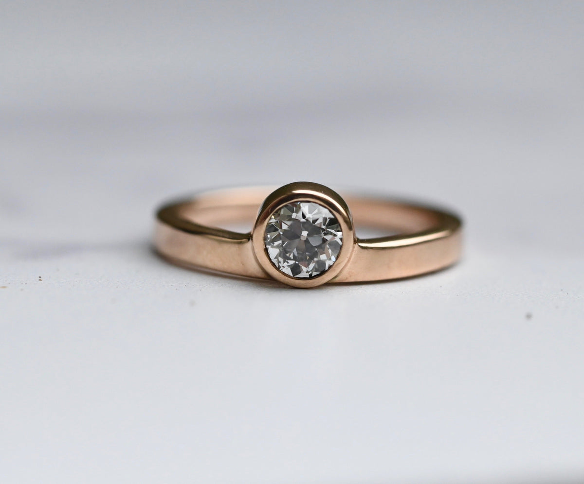 14k Gold Solitaire Arc Ring Setting - Made To Order