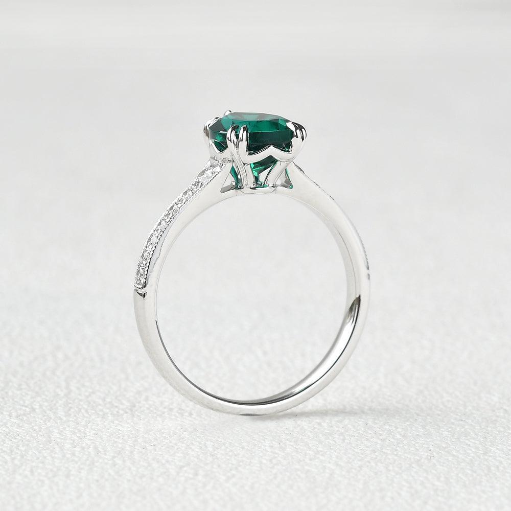 Olive’s Whisper | 1.5CT Classic Pear Cut Lab Emerald Engagement Ring