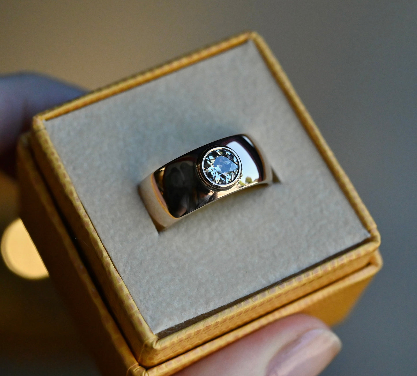 14k Gold Heavy OMC Diamond Cigar Band Ring - Ready to Ship - size 7.25