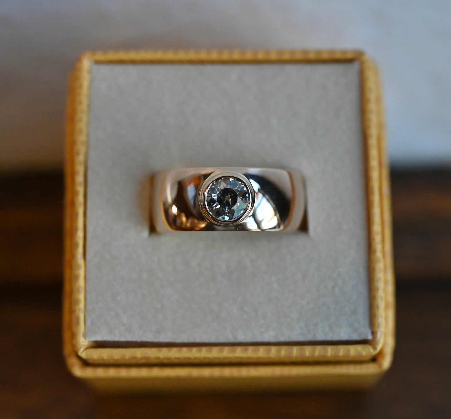 14k Gold Heavy OMC Diamond Cigar Band Ring - Ready to Ship - size 7.25