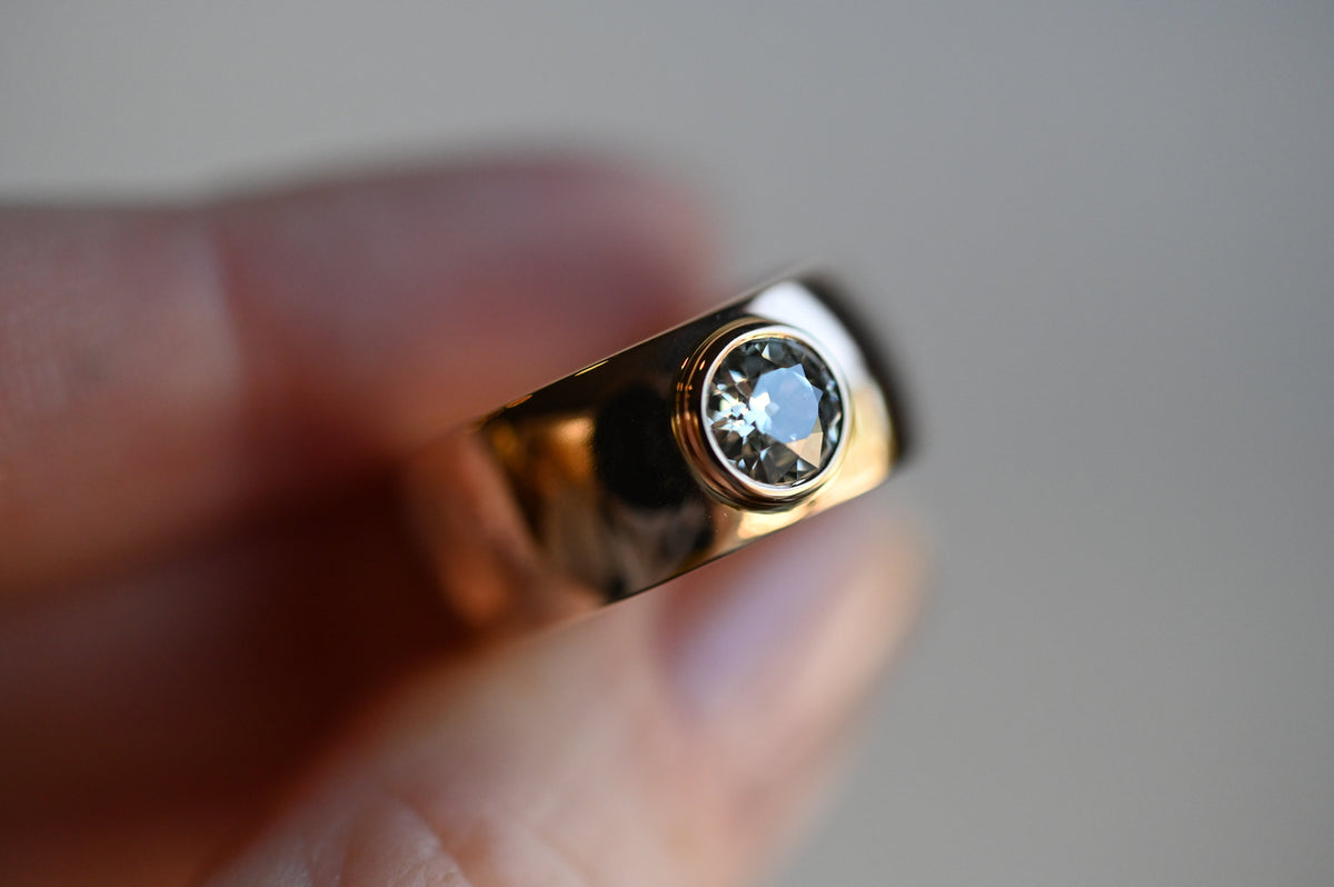 14k Gold Heavy OMC Diamond Cigar Band Ring - Ready to Ship - size 7.25