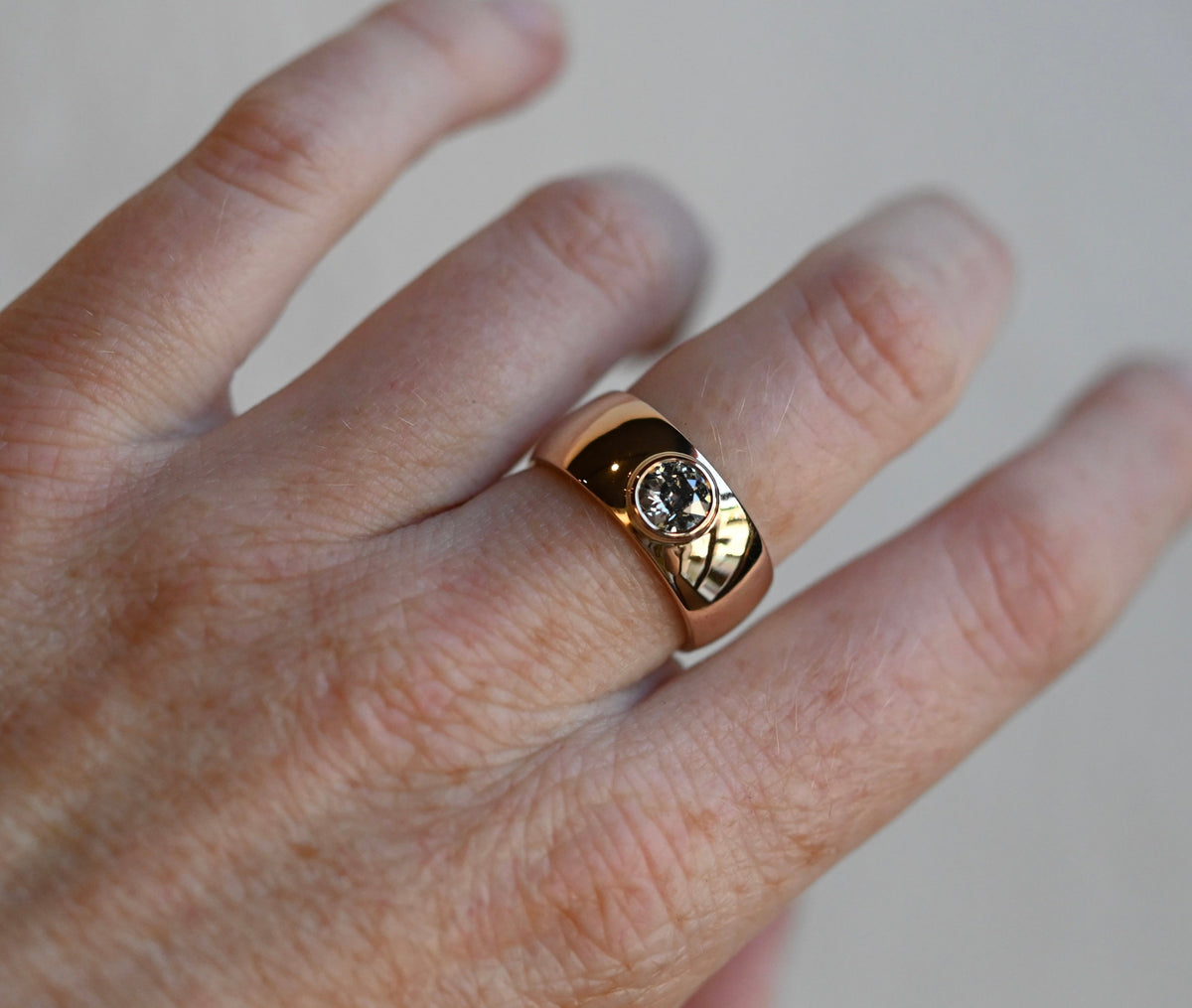 14k Gold Heavy OMC Diamond Cigar Band Ring - Ready to Ship - size 7.25