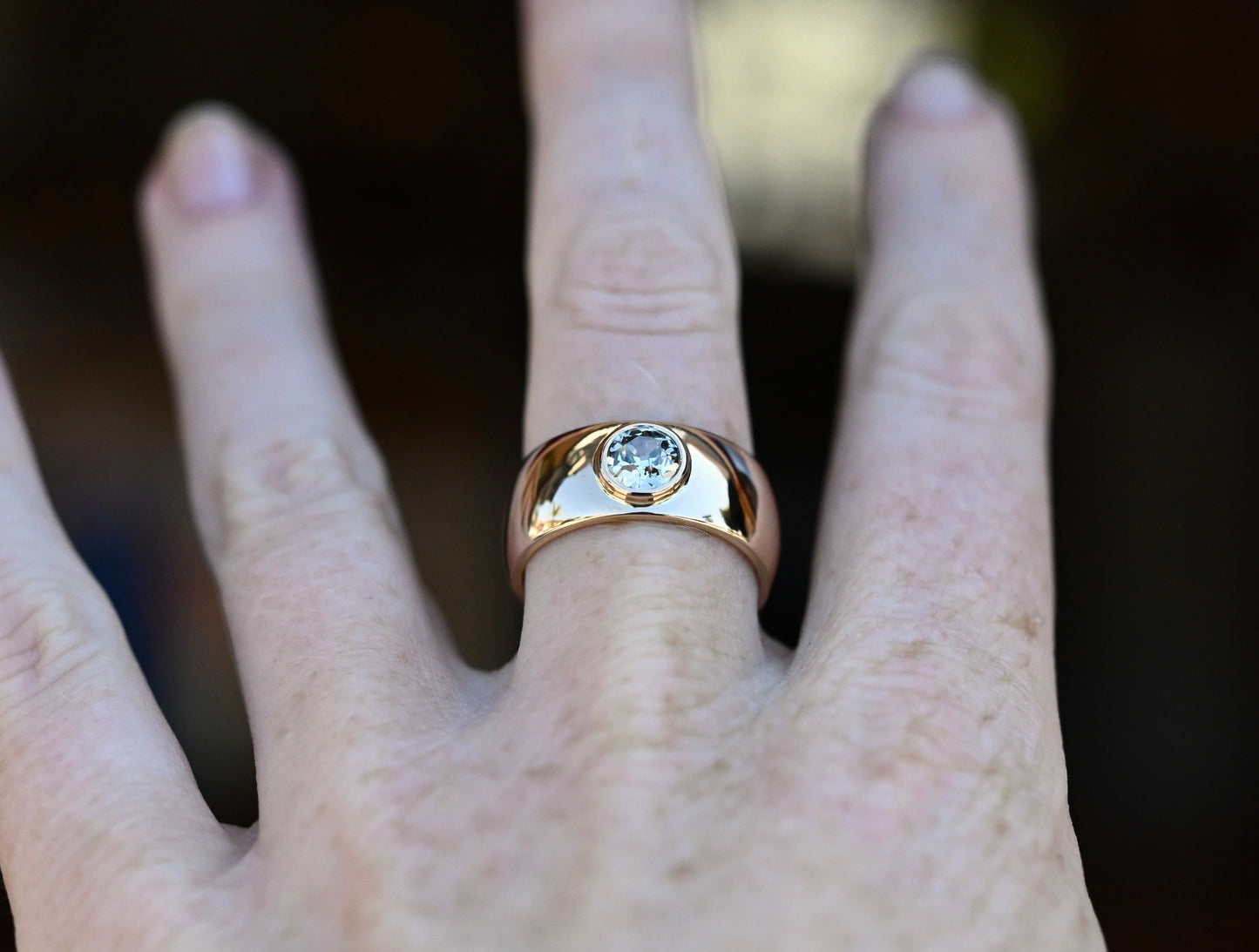 14k Gold Heavy OMC Diamond Cigar Band Ring - Ready to Ship - size 7.25