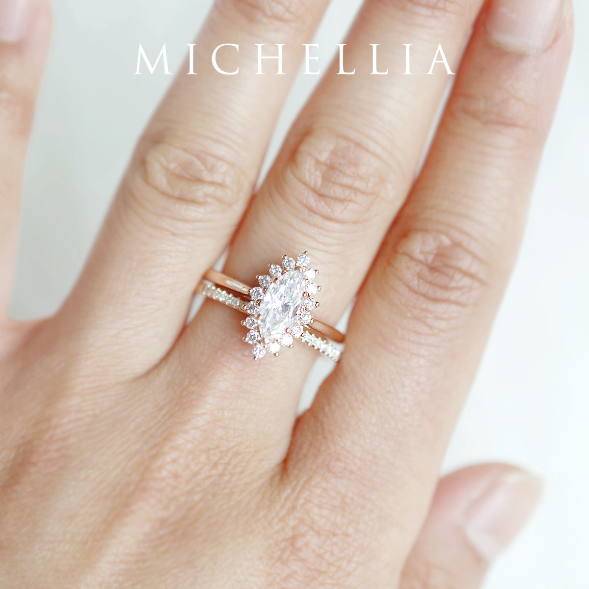 [Helena] Vintage Bloom Marquise Cut Ring in Morganite