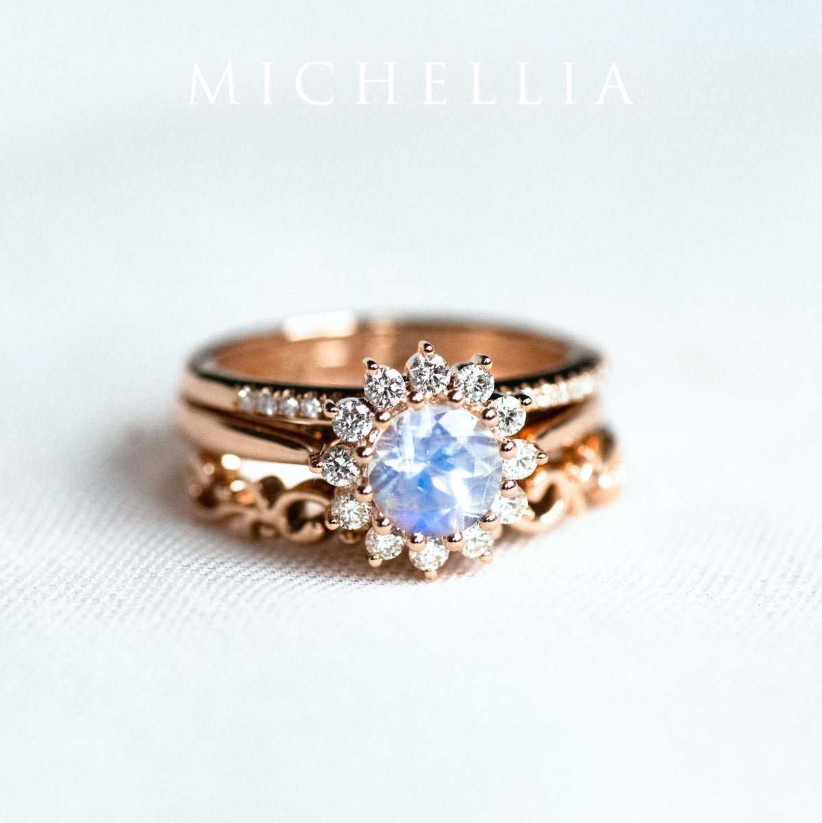 [Rosalie] Vintage Bloom Ring in Lab Blue Sapphire