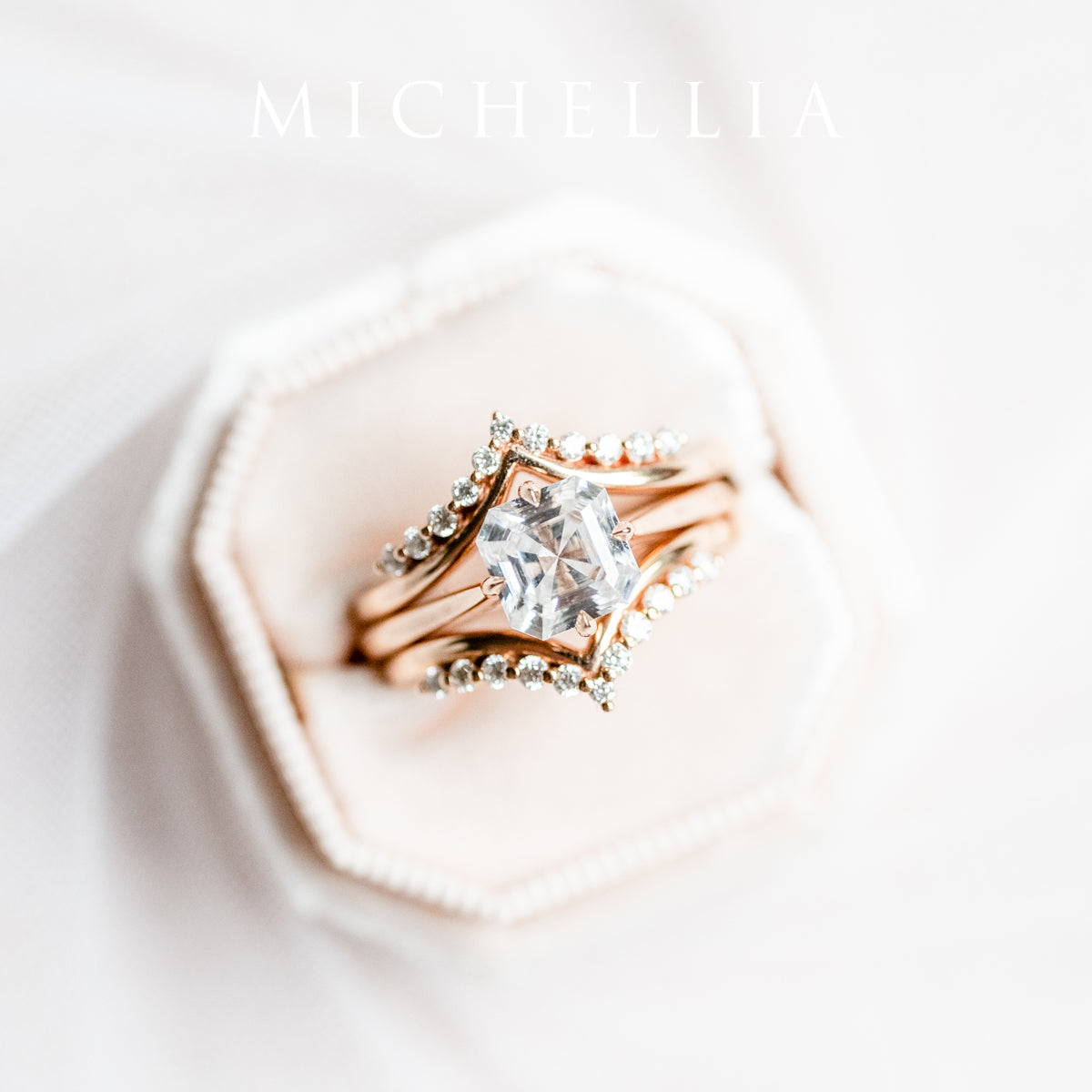 [Ottavia] Vintage Solitaire Asscher Cut Engagement Ring in Diamond / Moissanite
