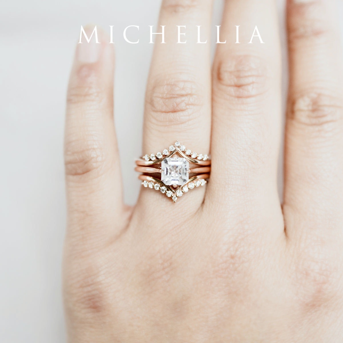 [Ottavia] Vintage Solitaire Asscher Cut Engagement Ring in Diamond / Moissanite