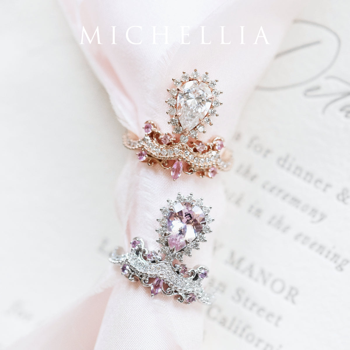 [Angelique] Venetian Crown Engagement Ring in Diamond / Moissanite