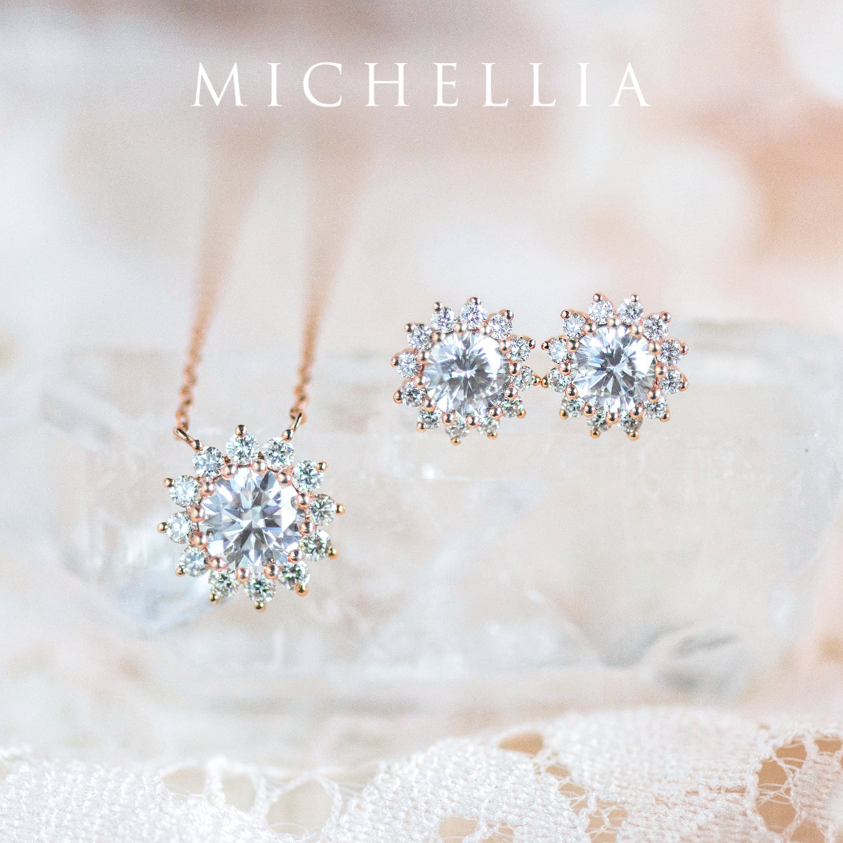 [Rosalie] Vintage Bloom Earrings in Moissanite
