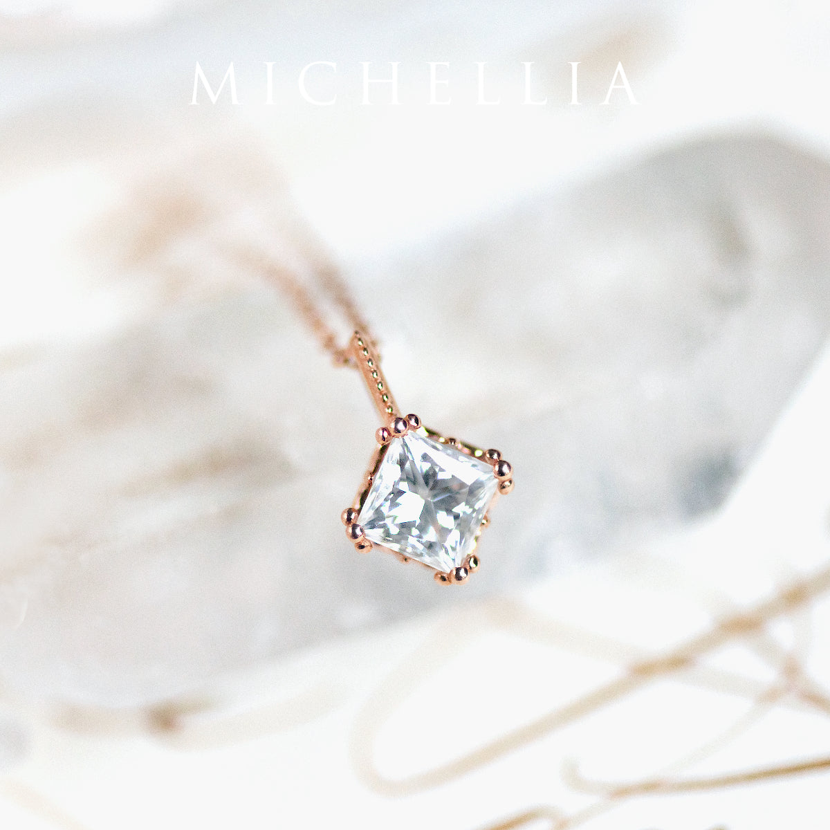 [Astoria] Fluer De Lis Princess Cut Necklace in Moonstone
