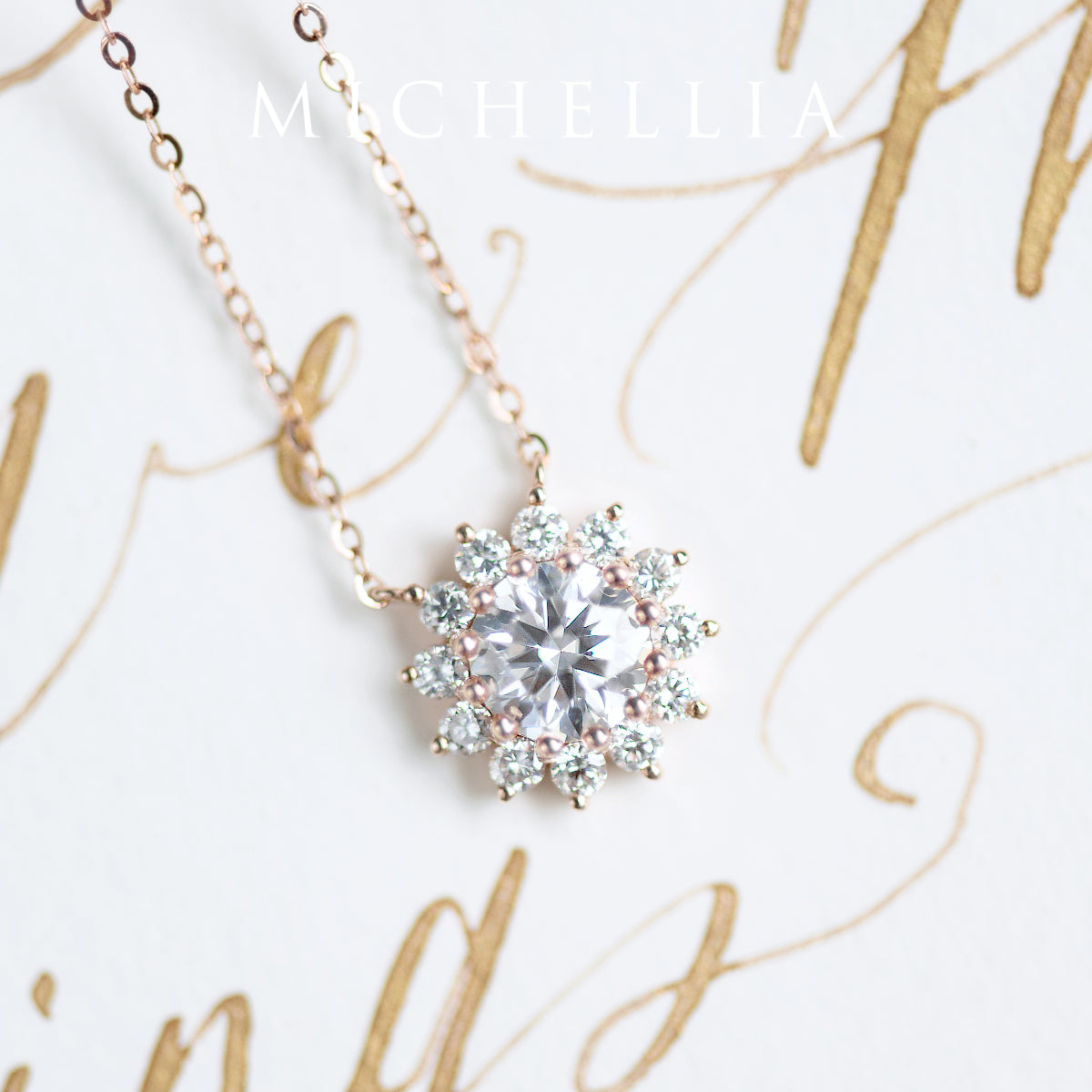 [Rosalie] Vintage Bloom Necklace in Moissanite