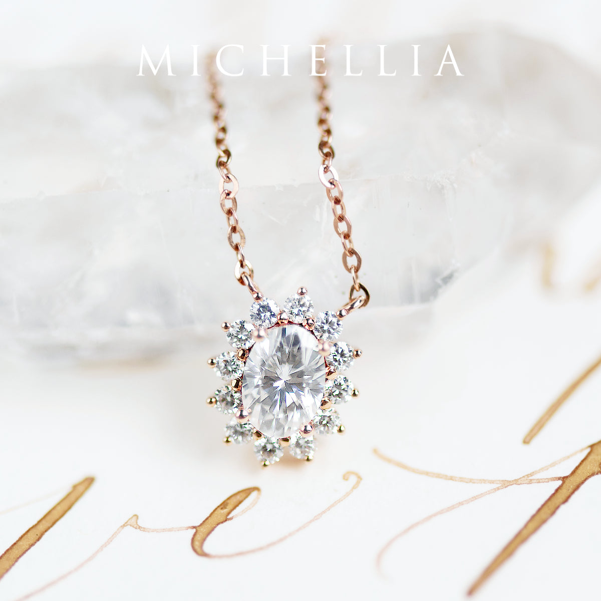 [Julianne] Vintage Bloom Oval Cut Necklace in Opal