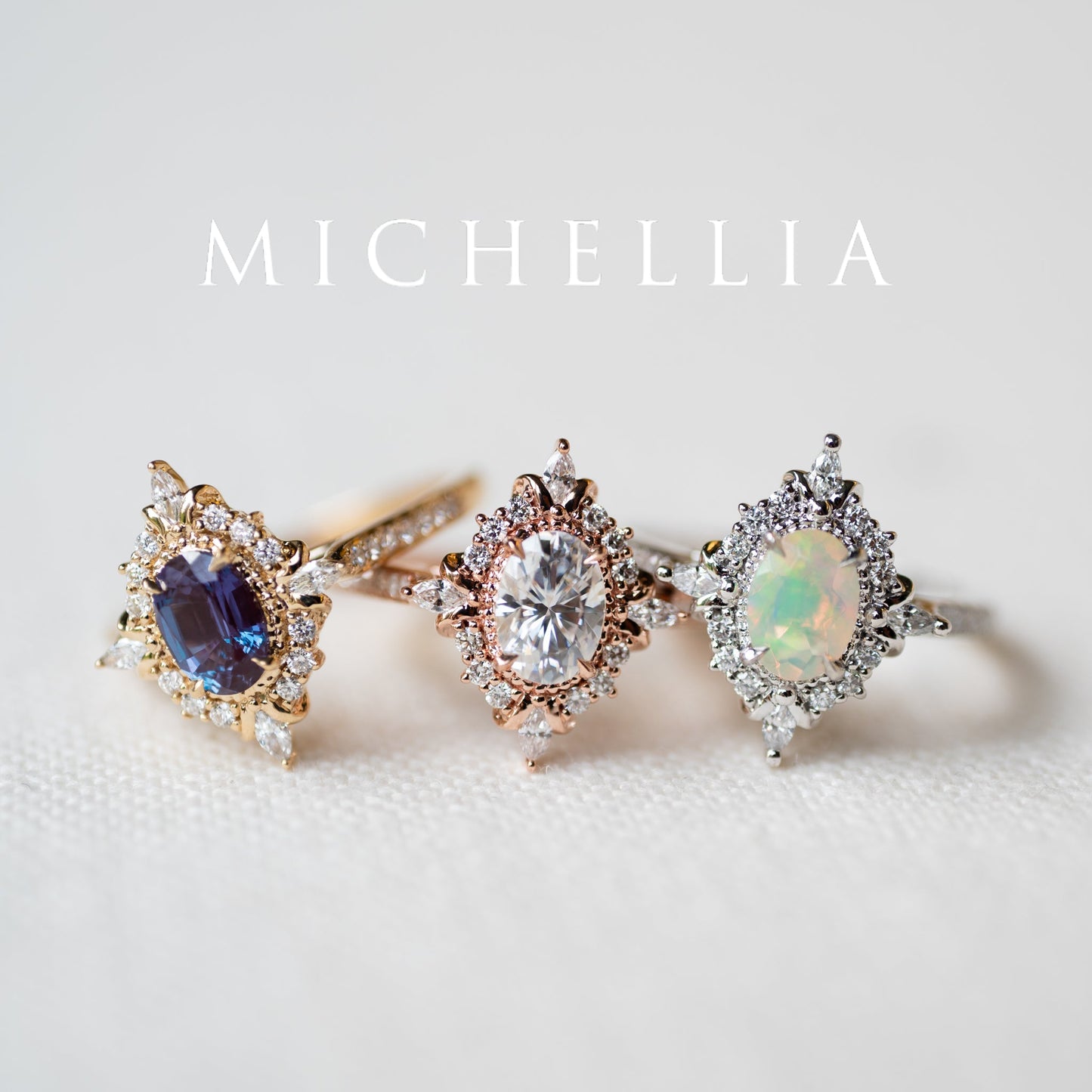 [Alessandra] Art Deco Oval Engagement Ring in Opal