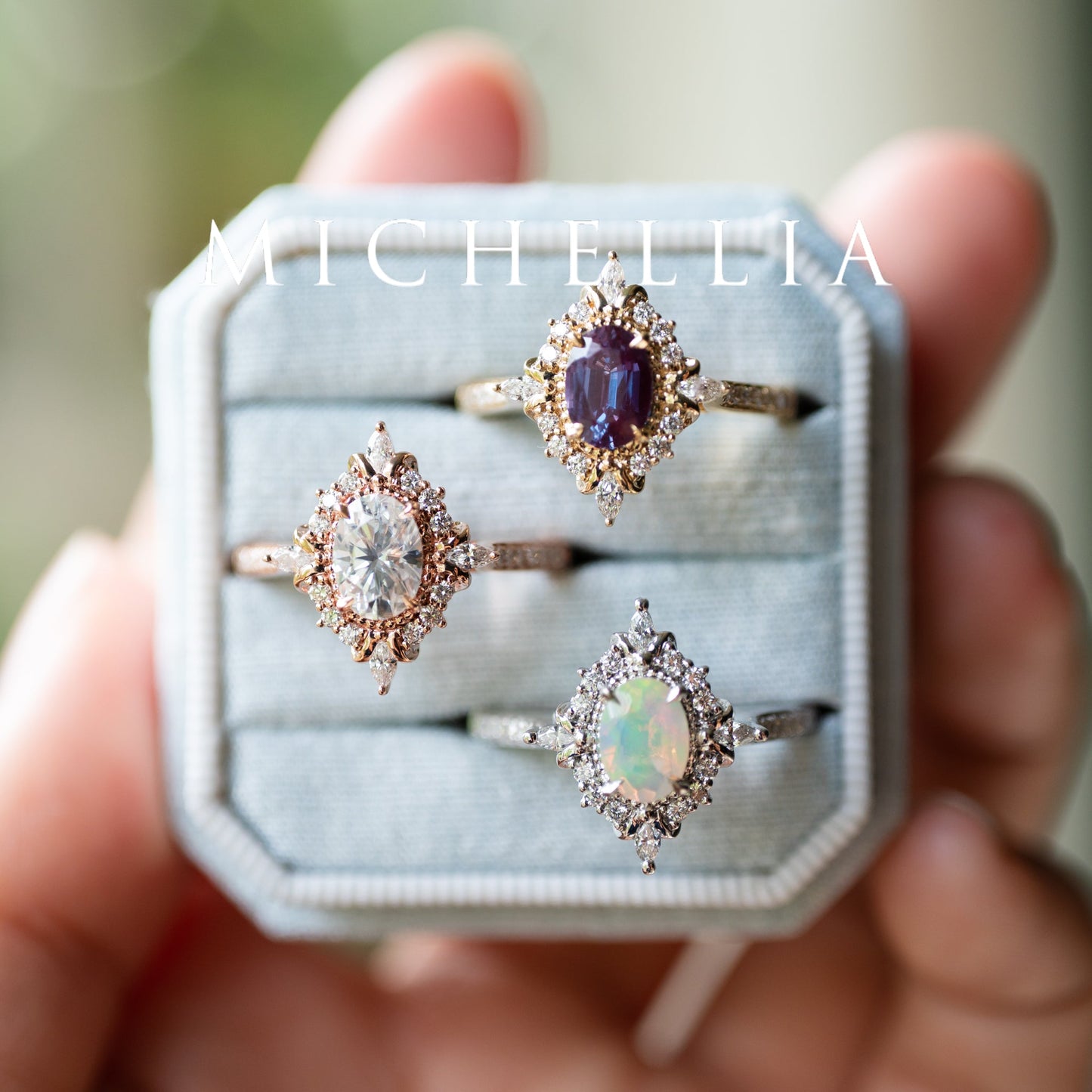[Alessandra] Art Deco Oval Engagement Ring in Opal
