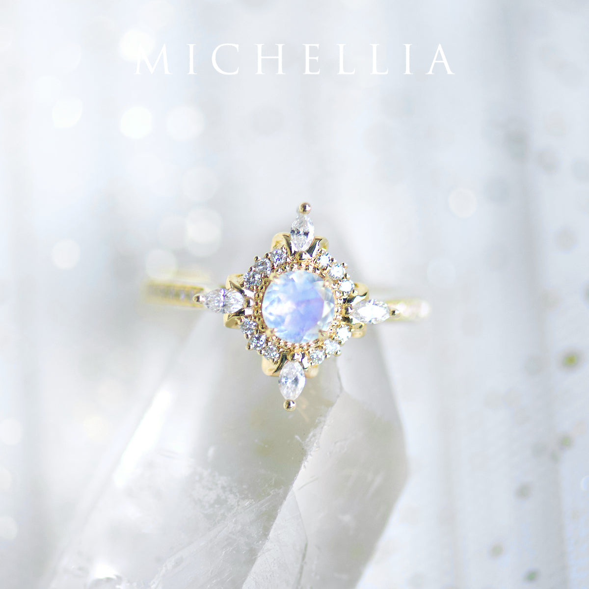 [Astrid] Art Deco Petite Ring in Moonstone