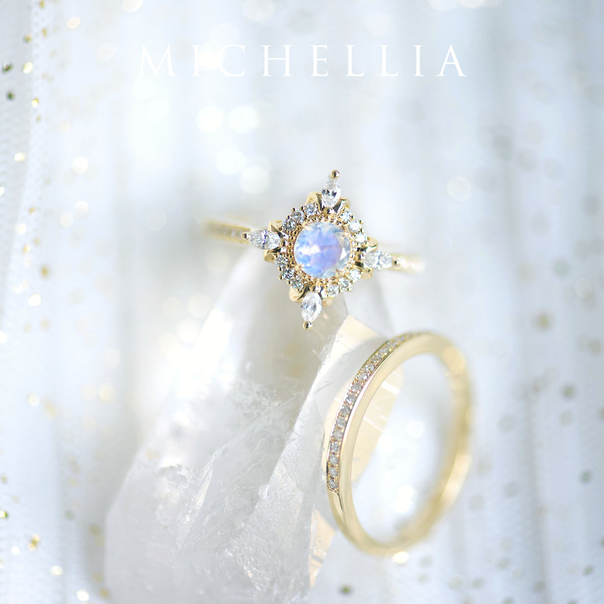 [Astrid] Art Deco Petite Ring in Moonstone