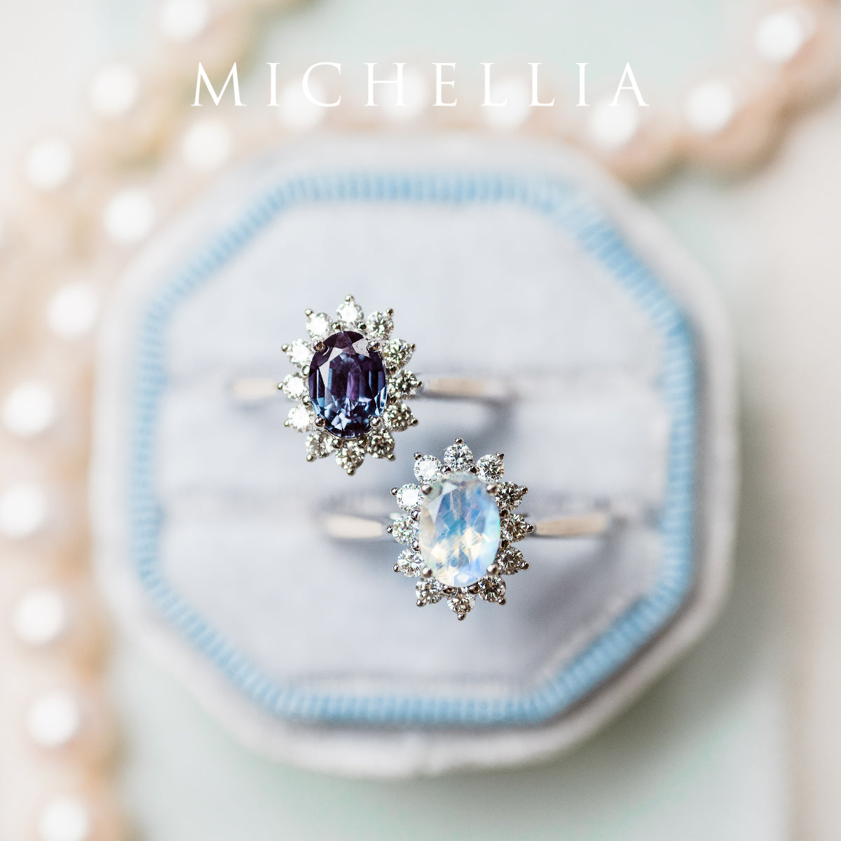 [Julianne] Vintage Bloom Oval Cut Ring in Labradorite