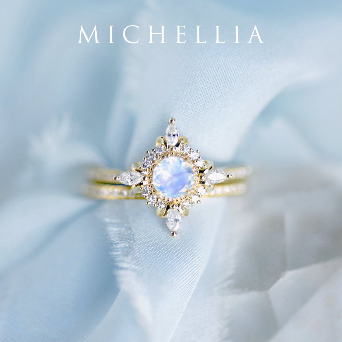 [Astrid] Art Deco Petite Ring in Moonstone