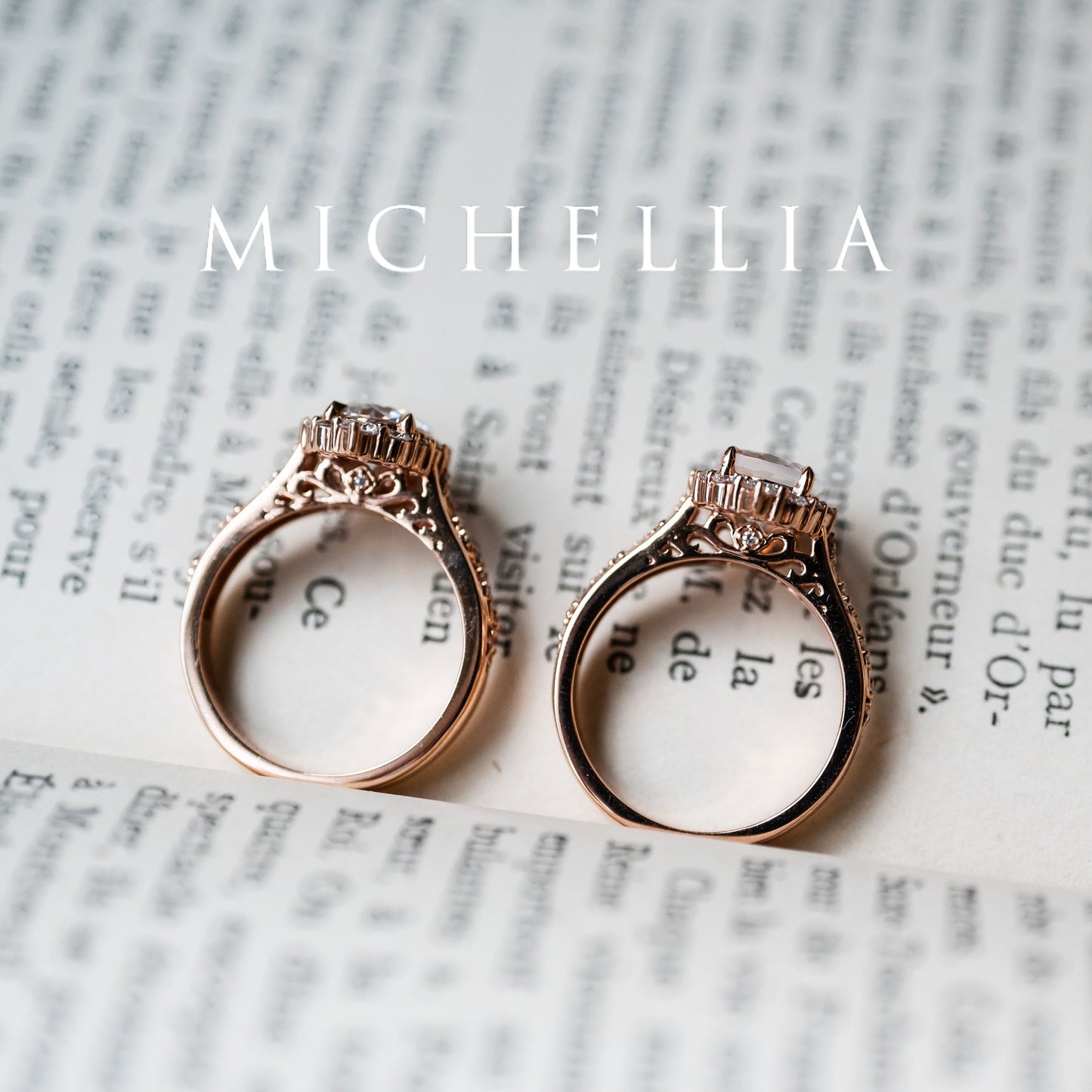 [Ophelia] Rococo Opulence Engagement Ring in Diamond / Moissanite