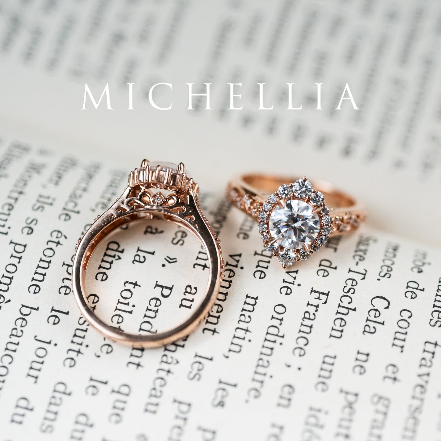 [Ophelia] Rococo Opulence Engagement Ring in Diamond / Moissanite