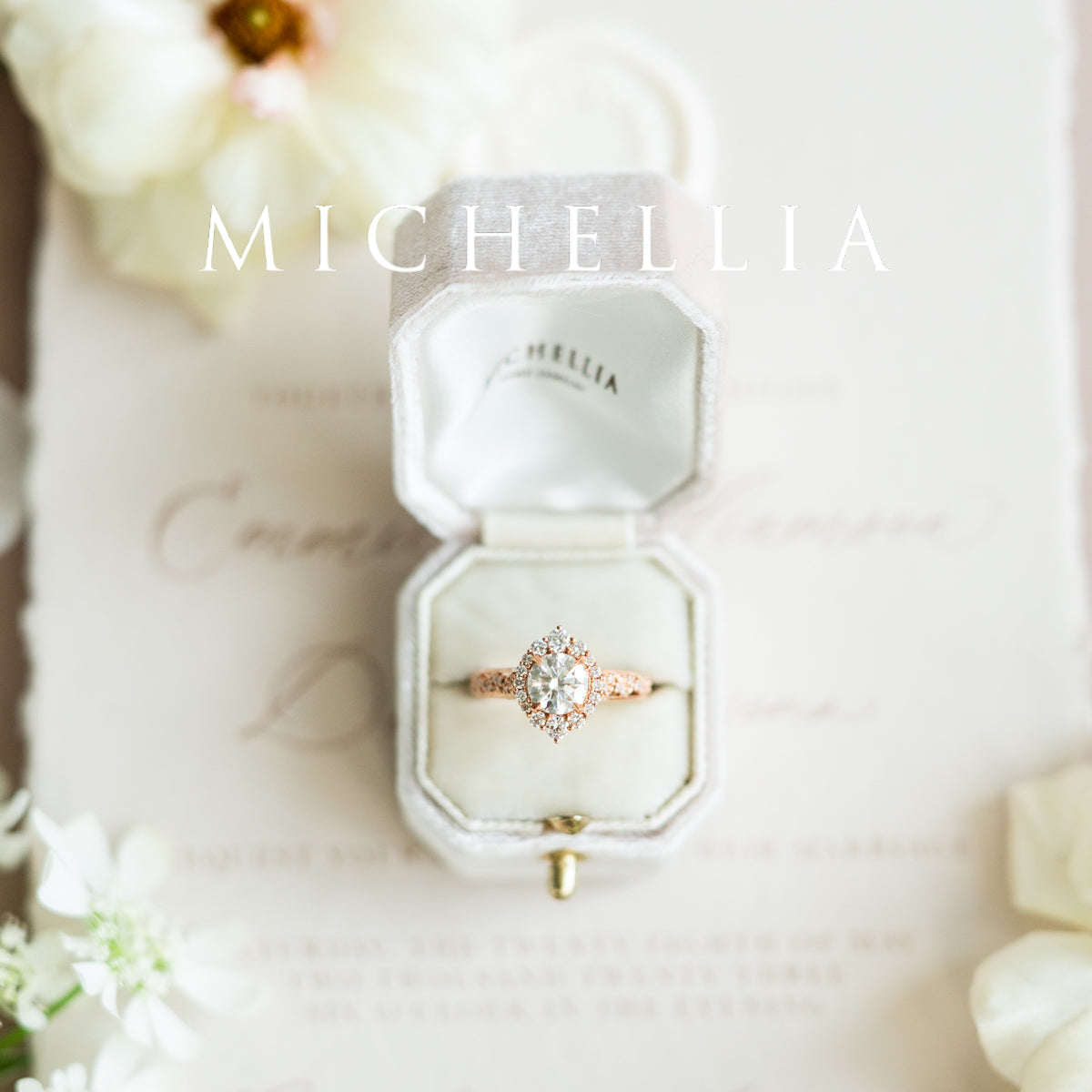 [Ophelia] Rococo Opulence Engagement Ring in Diamond / Moissanite
