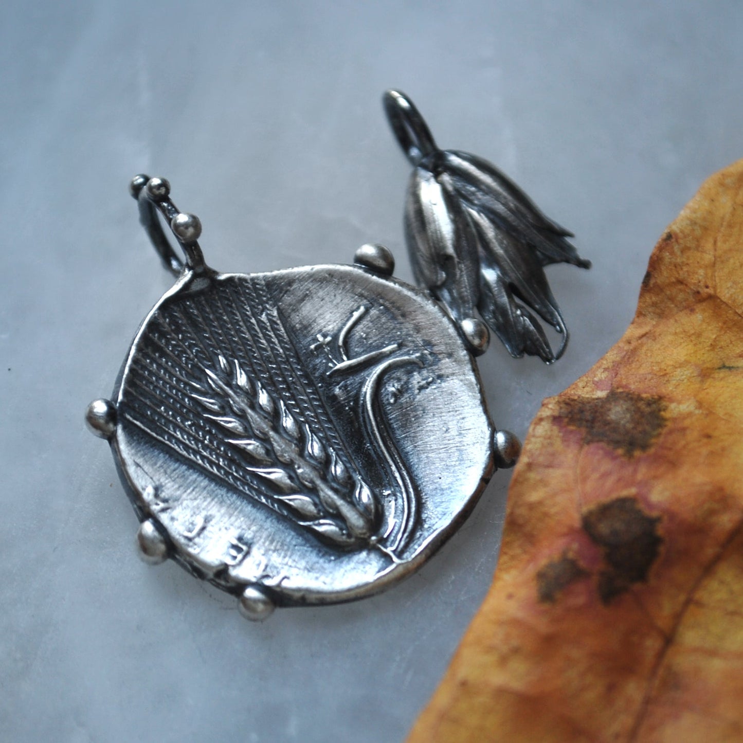 Harvest Charms, Ancient Wheat Coin & Wheat