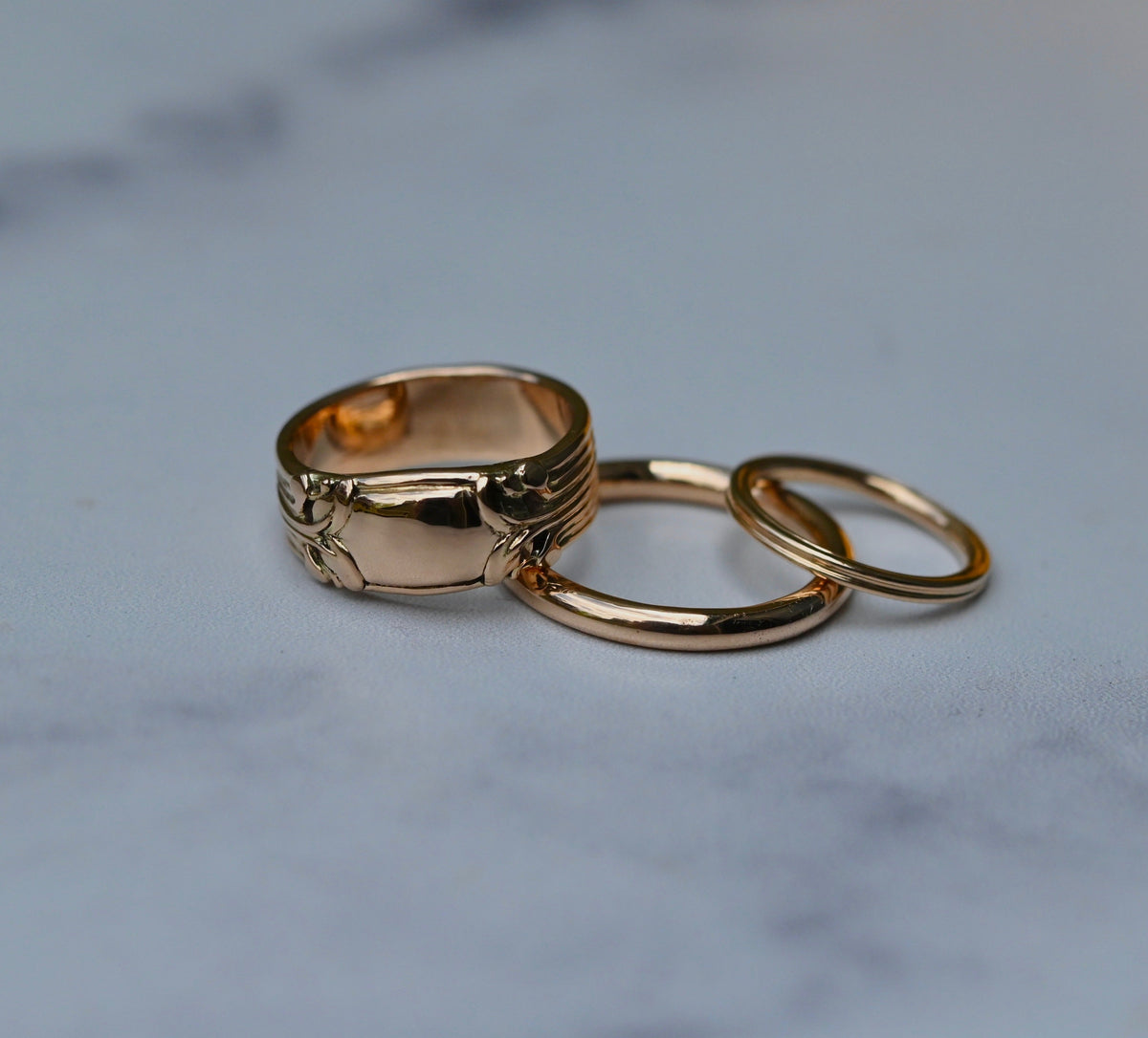 Large Banner 14k Gold Ring Band - Made To Order