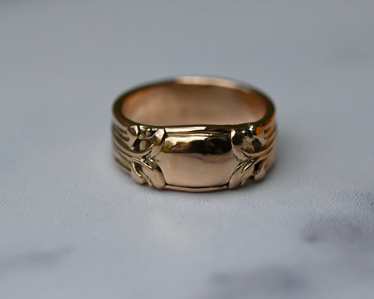 Large Banner 14k Gold Ring Band - Made To Order