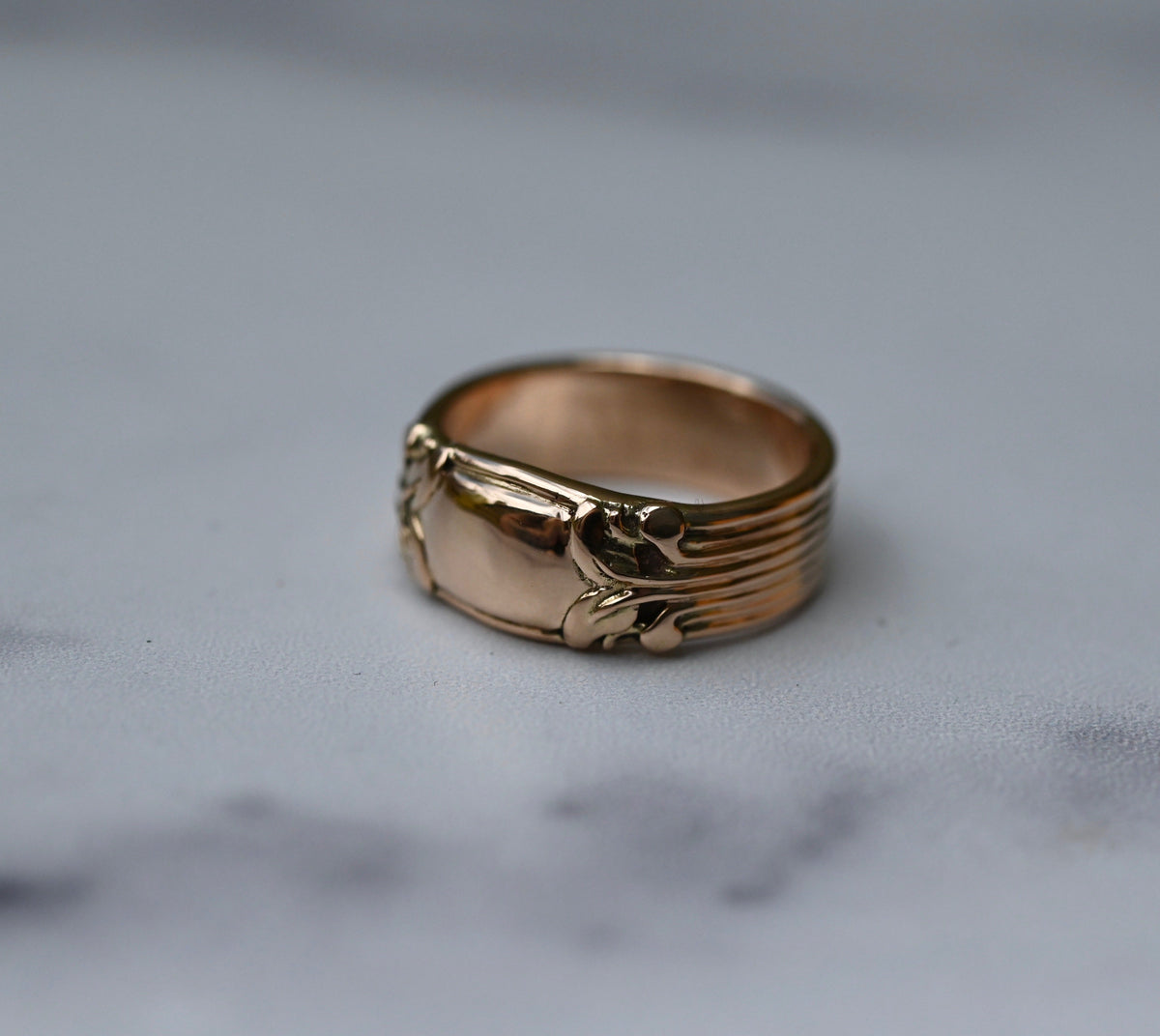 Large Banner 14k Gold Ring Band - Made To Order