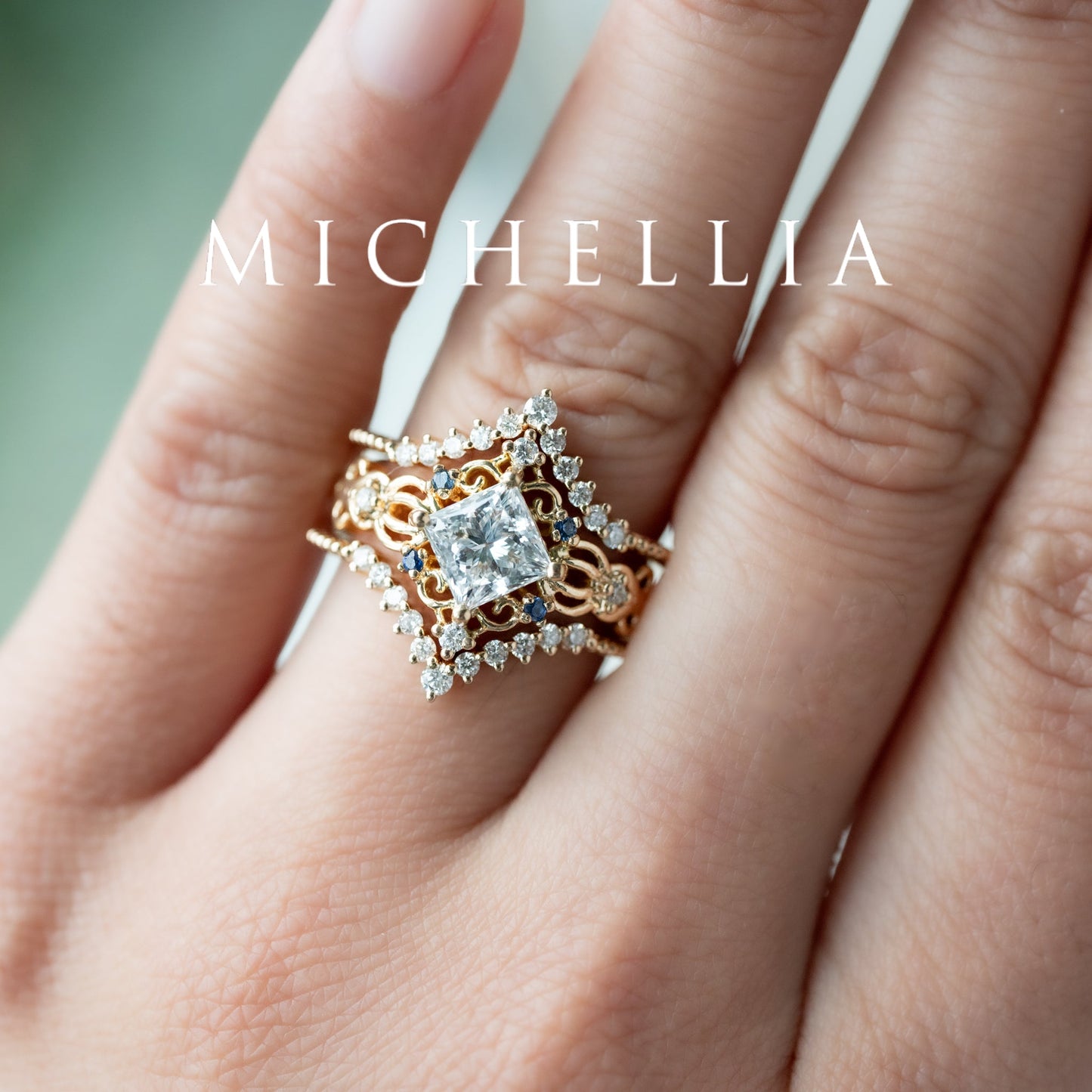[Elsa] Vintage Square Princess Cut Ring in Moonstone