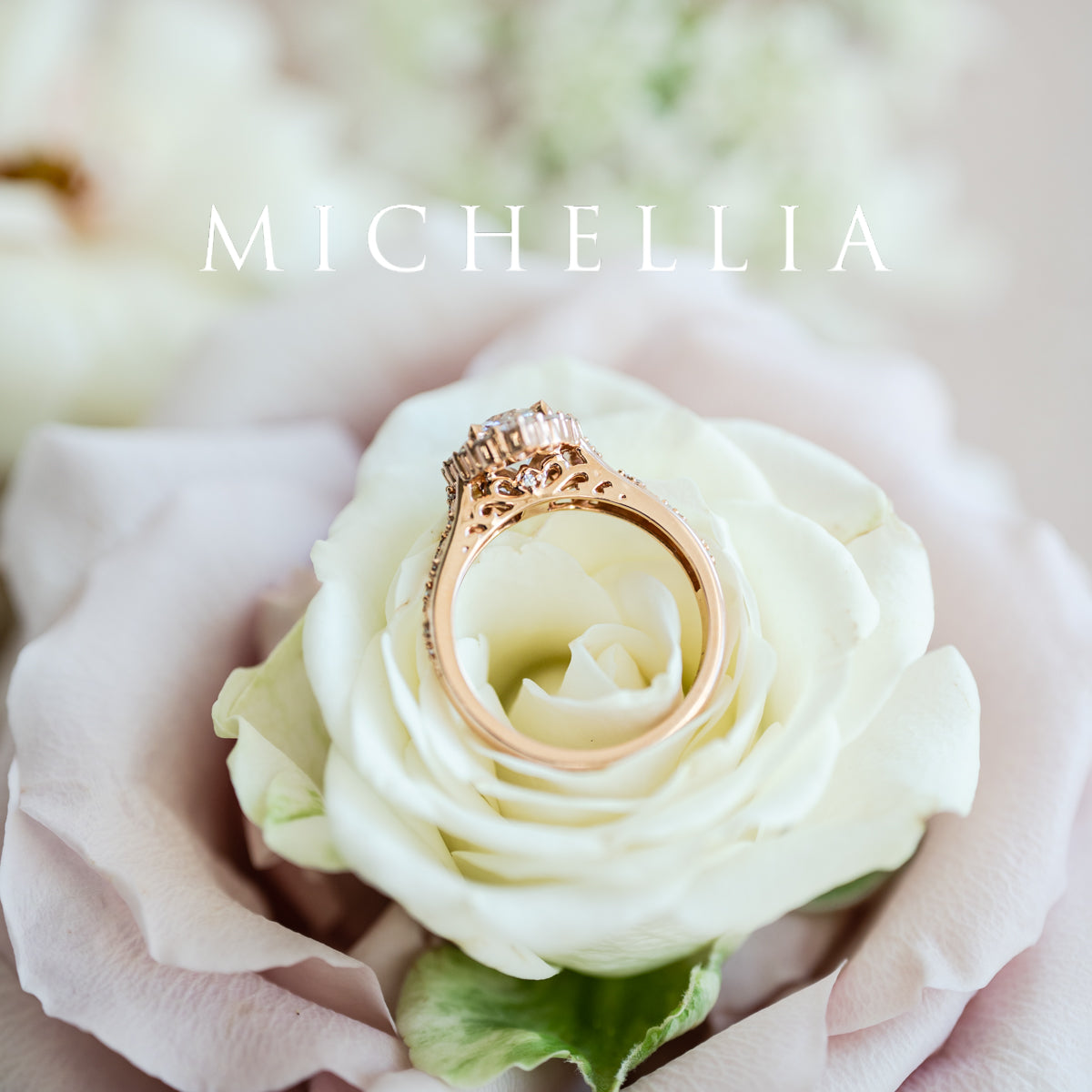 [Ophelia] Rococo Opulence Engagement Ring in Diamond / Moissanite