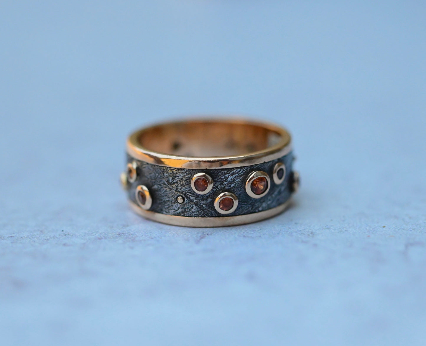 Meteorite & 14k Gold Sapphire Ring - Made To Order