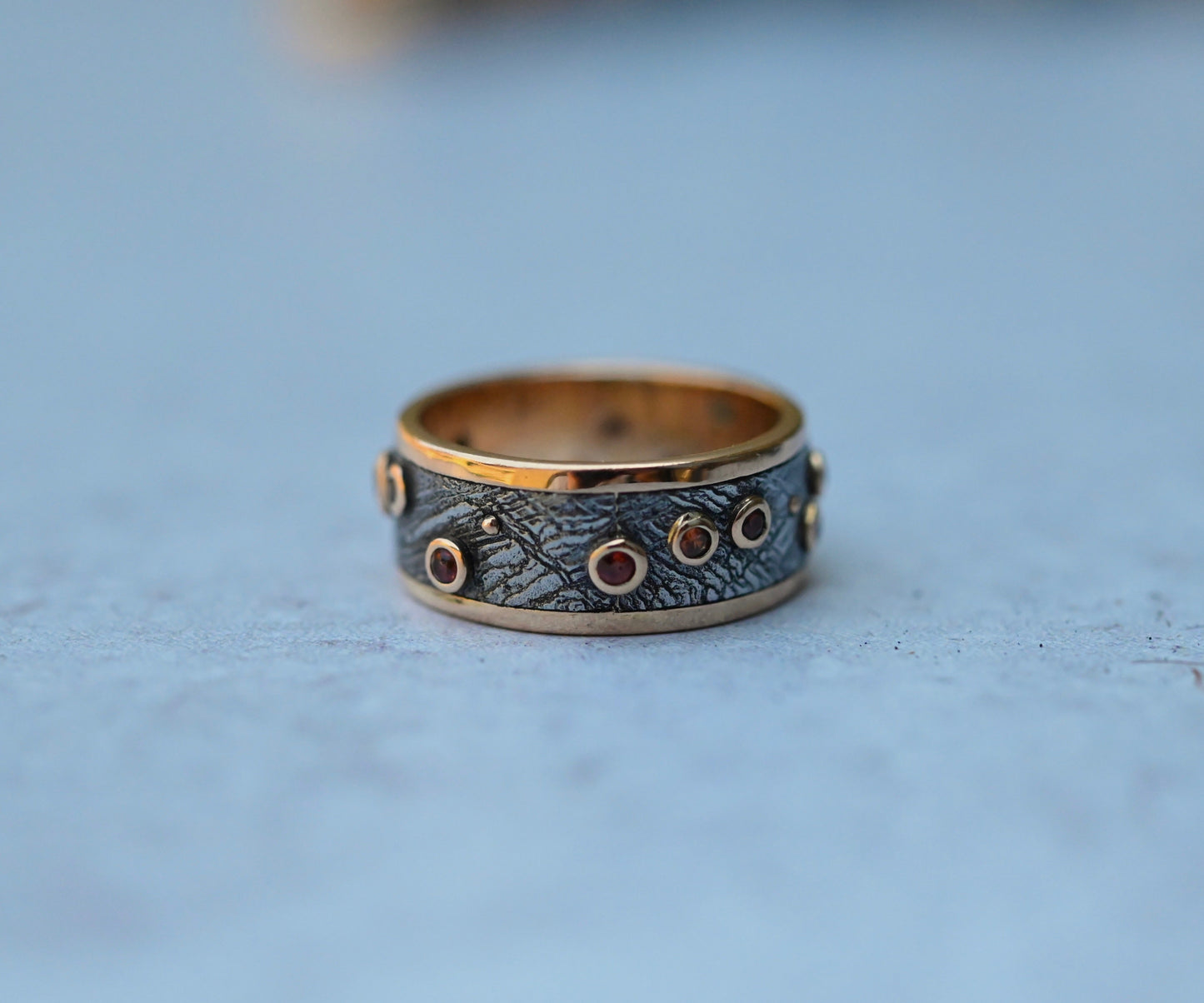Meteorite & 14k Gold Sapphire Ring - Made To Order