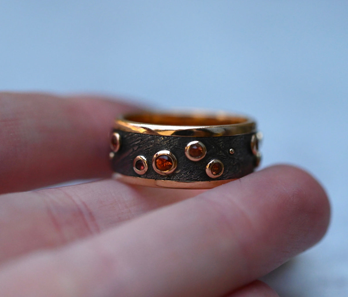 Meteorite & 14k Gold Sapphire Ring - Made To Order