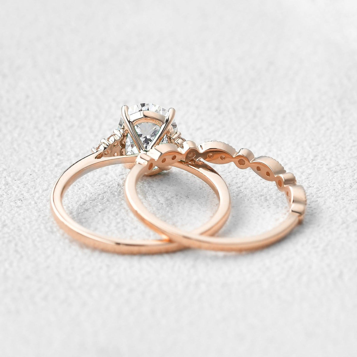 Victoria’s Glory | 2CT Vintage Oval Cut Diamond Cluster Bridal Set 2pcs