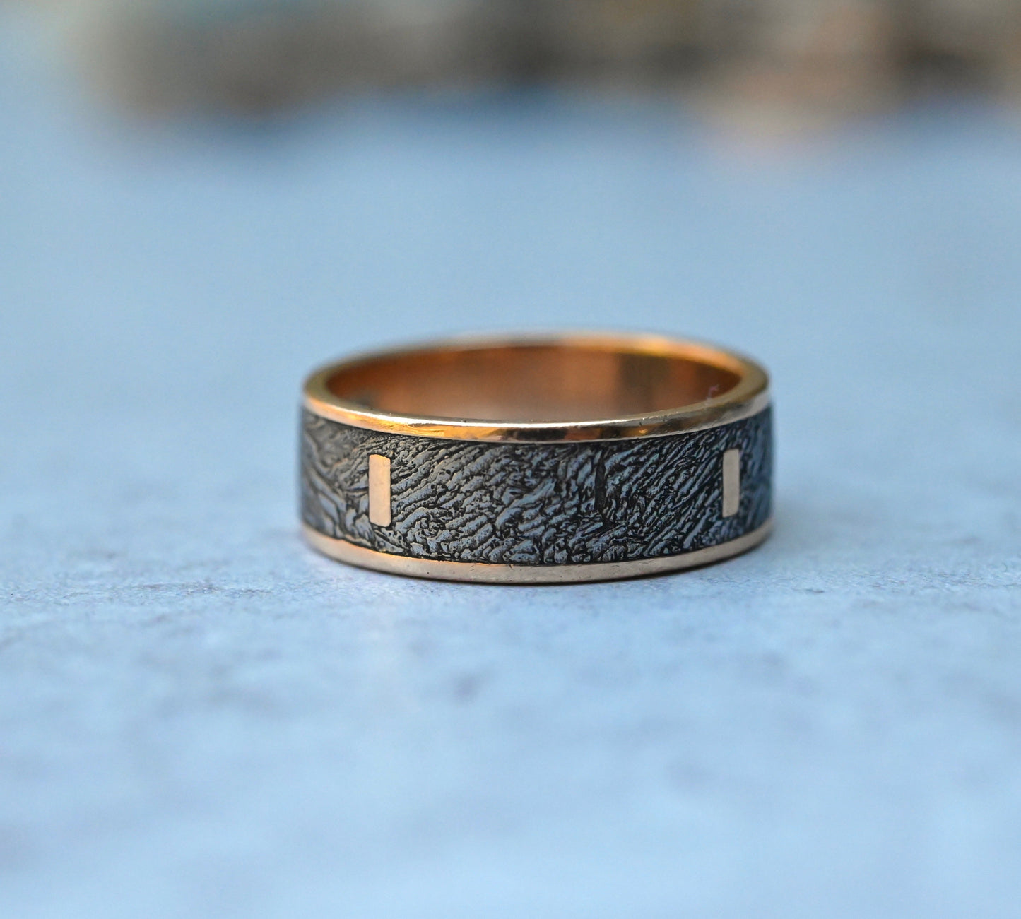 Meteorite & 14k Gold Bar Ring - Made To Order